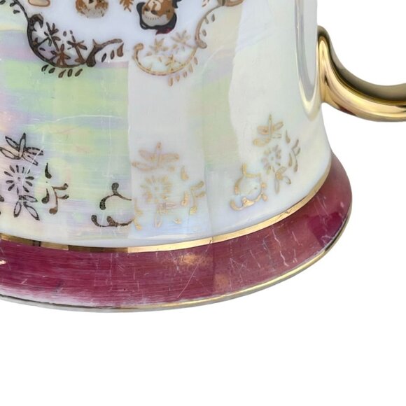 GNA Fine Porcelain Coffee Tea Cup Couple Gold Burgundy White - Picture 8 of 10